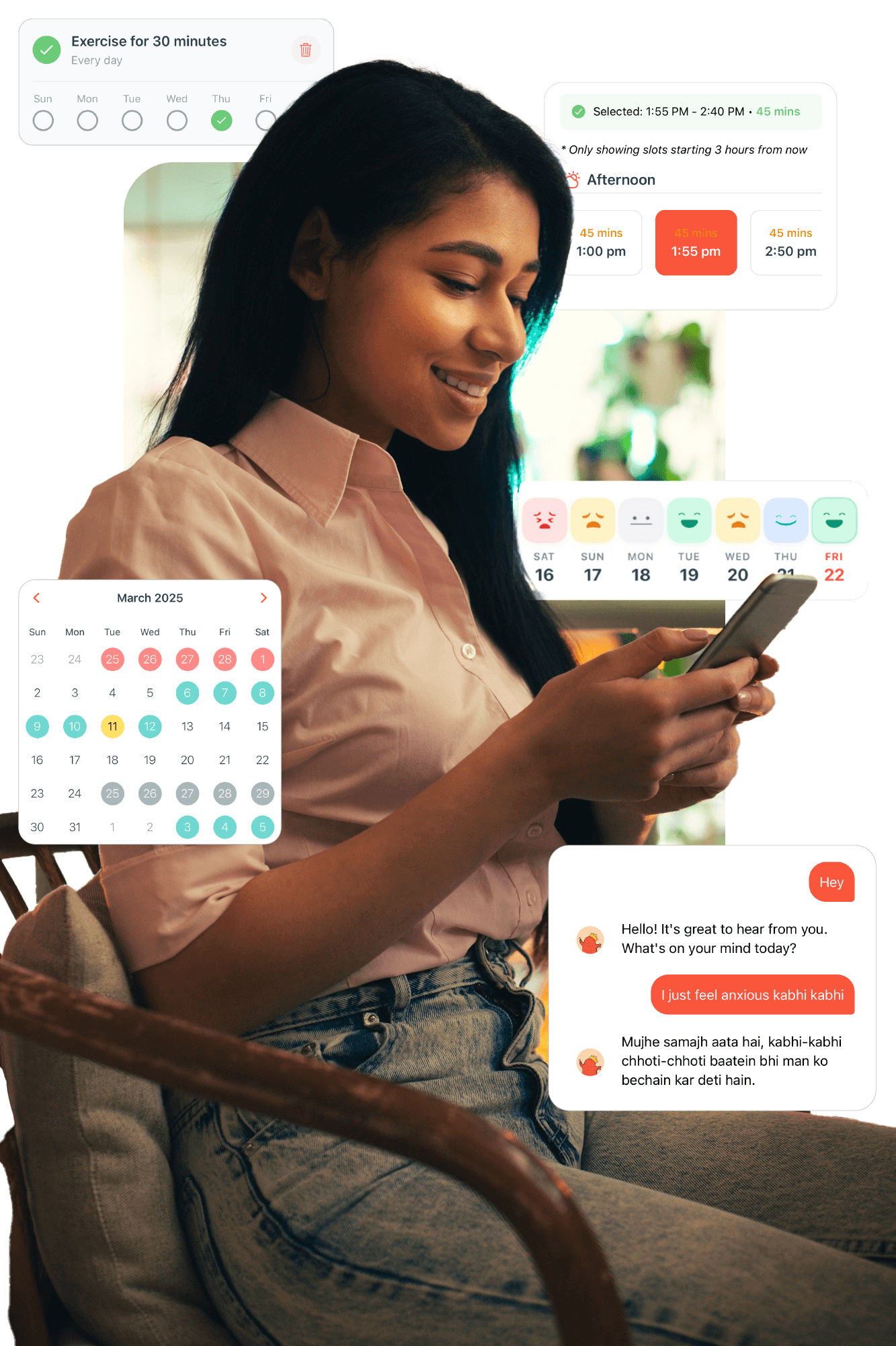 A BetterSpace user checking in on the mobile app