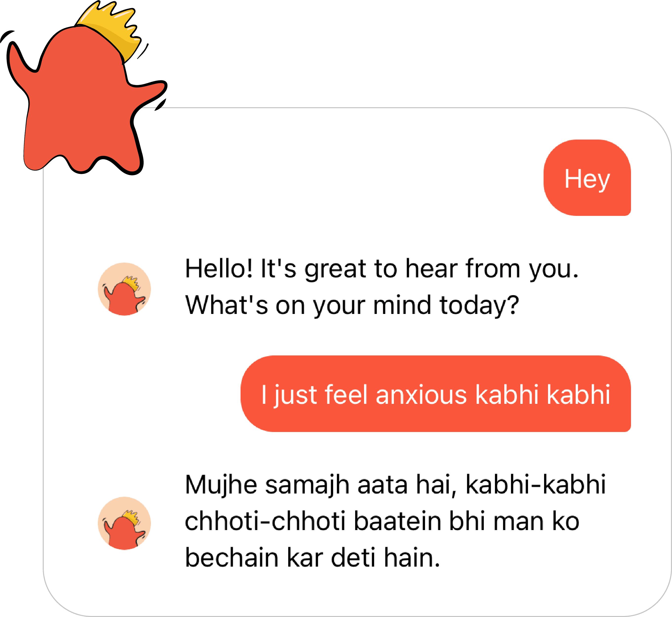 Rooh AI chat conversation switching between English and Hindi